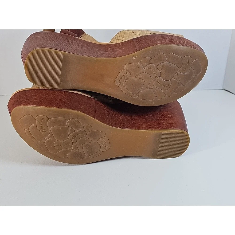 Kork‎ Ease Keirn Cork Leather Platform Wedge Sandal w/ Ankle Strap Sz 8M